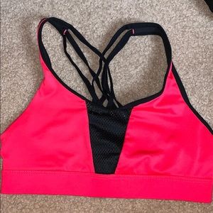 Pink and black girls champion sports bra